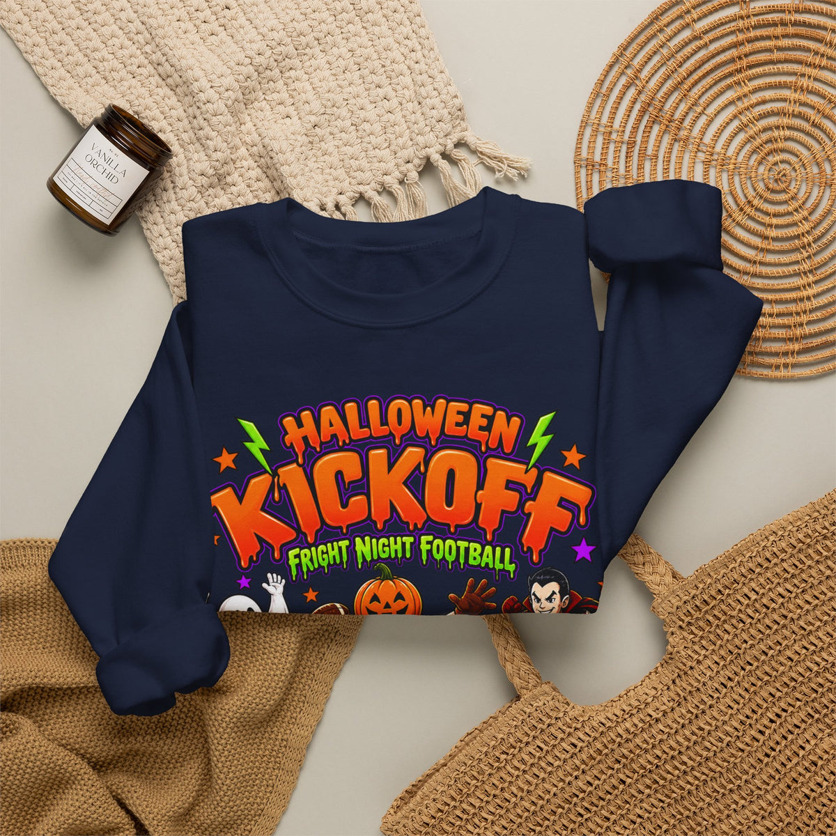 Halloween Kickoff Football Sweatshirt | Fright Night Football Crewneck | Spooky Game Day Sweatshirt