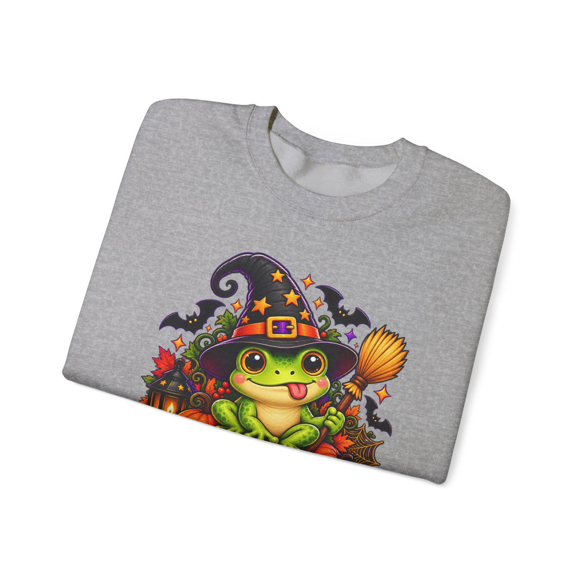 Halloween Time Frog Sweatshirt | Cute Witch Frog Halloween Crewneck