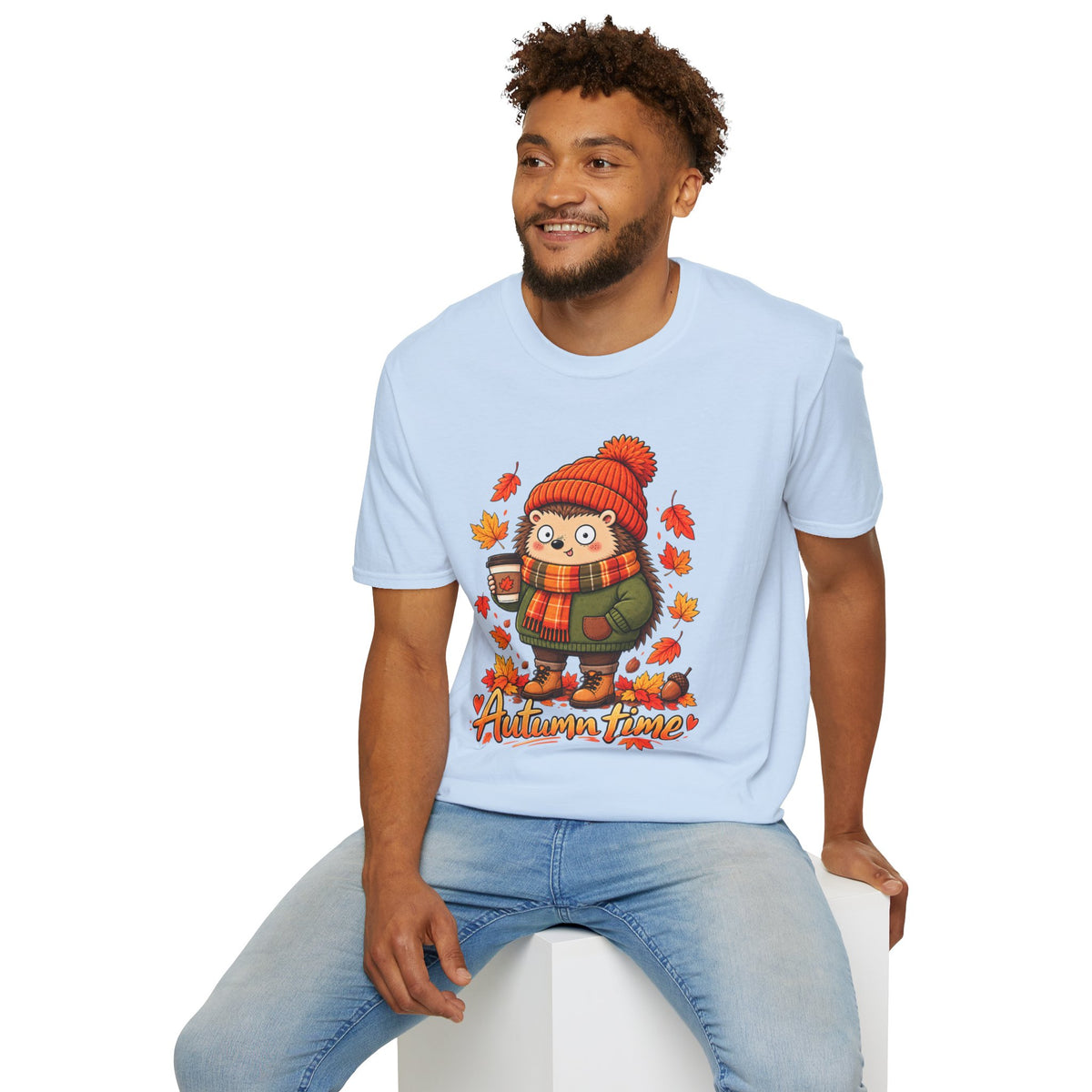 Autumn Time Hedgehog T-Shirt | Cute Fall Graphic Tee | Cozy Autumn Shirt