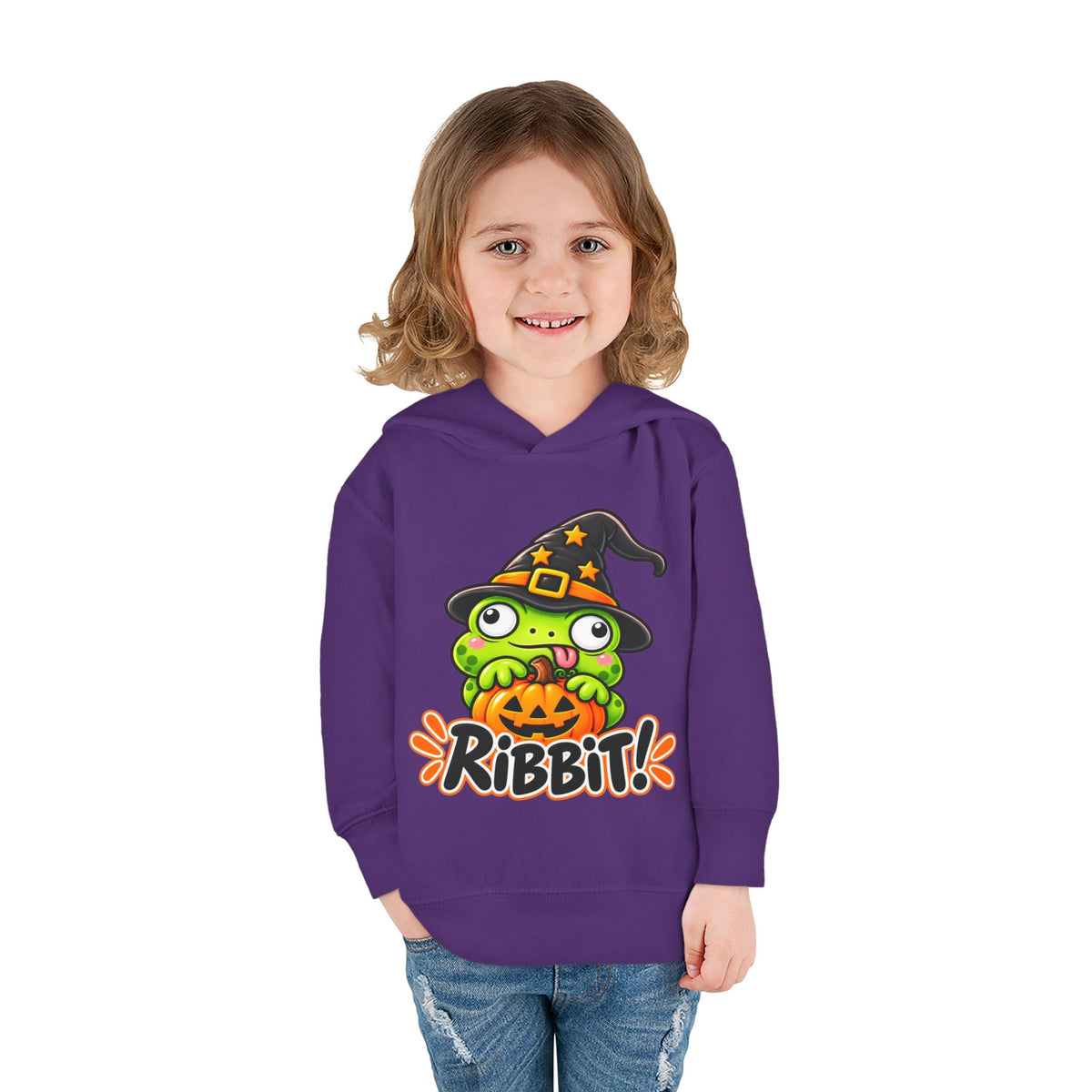 Kids Halloween Frog Hoodie | Trick or Ribbit Witch Frog Pullover