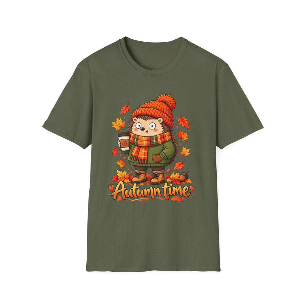 Autumn Time Hedgehog T-Shirt | Cute Fall Graphic Tee | Cozy Autumn Shirt