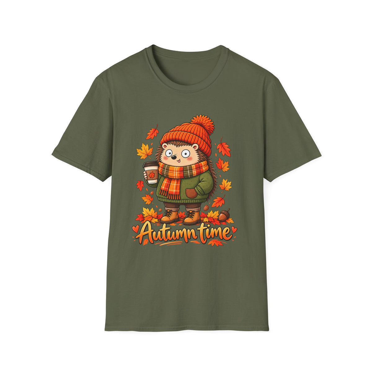 Autumn Time Hedgehog T-Shirt | Cute Fall Graphic Tee | Cozy Autumn Shirt