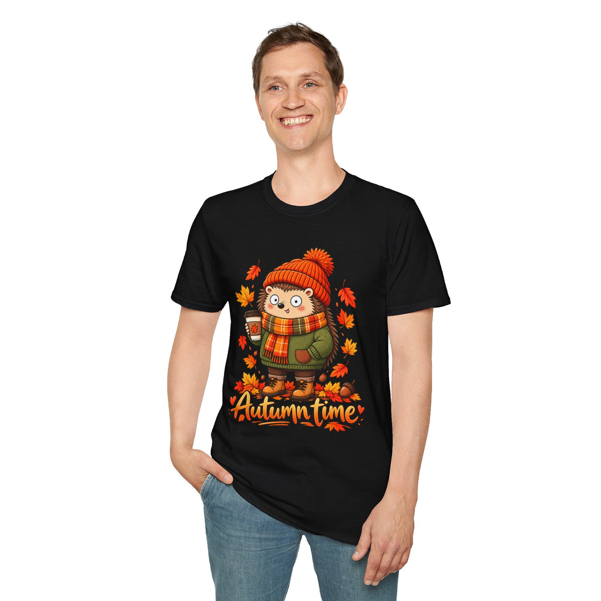 Autumn Time Hedgehog T-Shirt | Cute Fall Graphic Tee | Cozy Autumn Shirt
