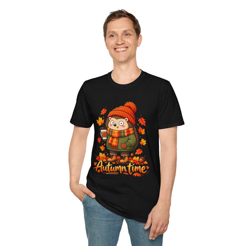 Autumn Time Hedgehog T-Shirt | Cute Fall Graphic Tee | Cozy Autumn Shirt