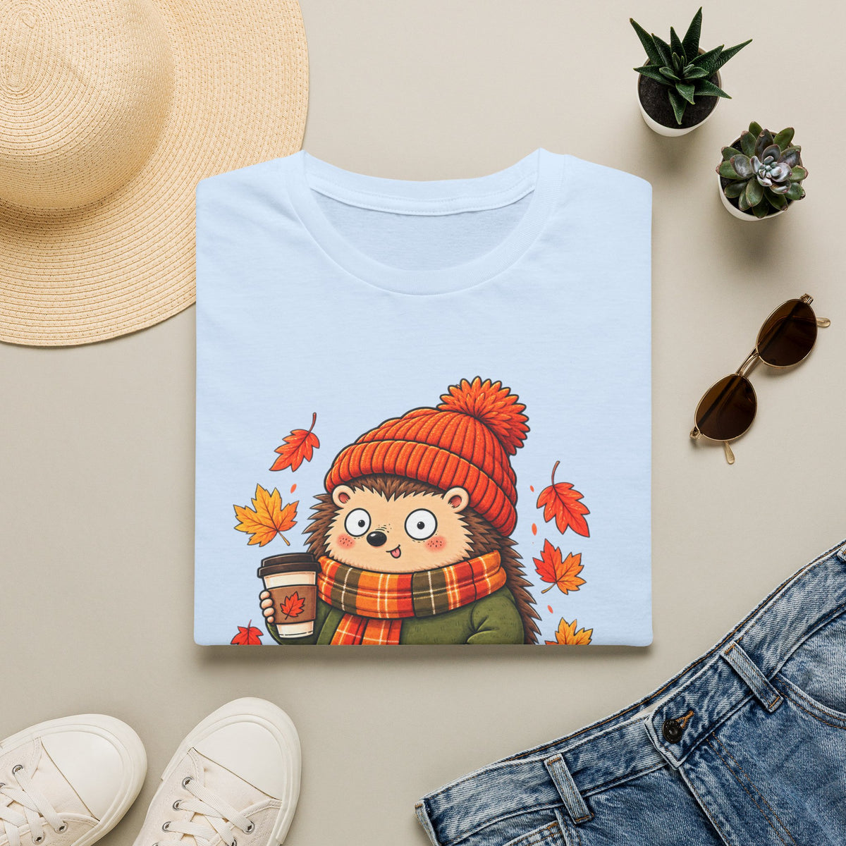 Autumn Time Hedgehog T-Shirt | Cute Fall Graphic Tee | Cozy Autumn Shirt