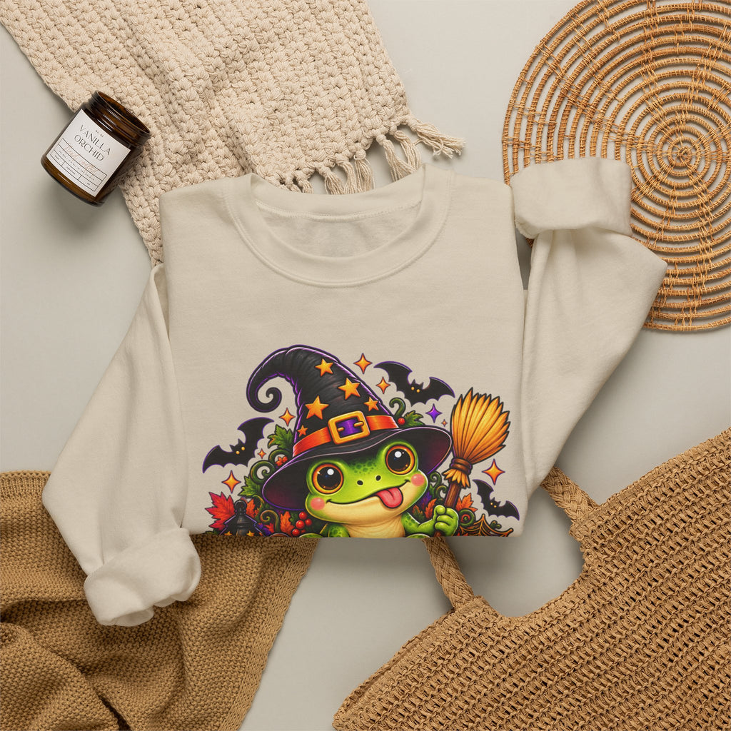 Halloween Time Frog Sweatshirt | Cute Witch Frog Halloween Crewneck