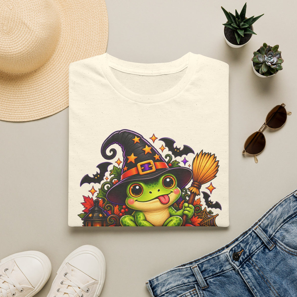 Halloween Frog T-Shirt | Cute Witch Frog Halloween Tee | Halloween Time Shirt