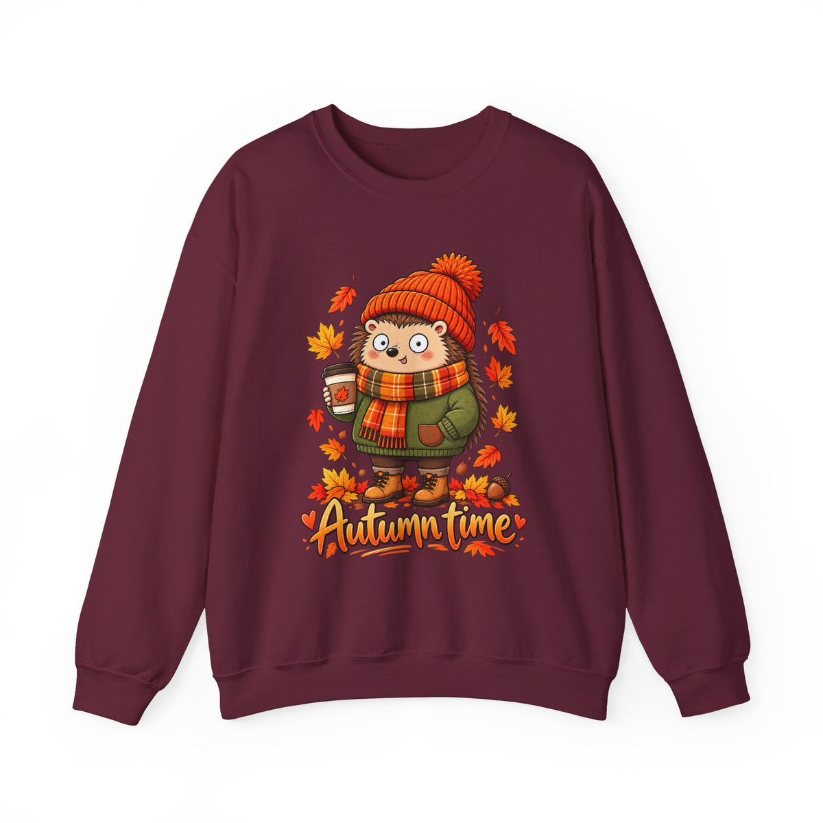 Autumn Time Hedgehog Sweatshirt | Cute Fall Crewneck | Cozy Autumn Sweater