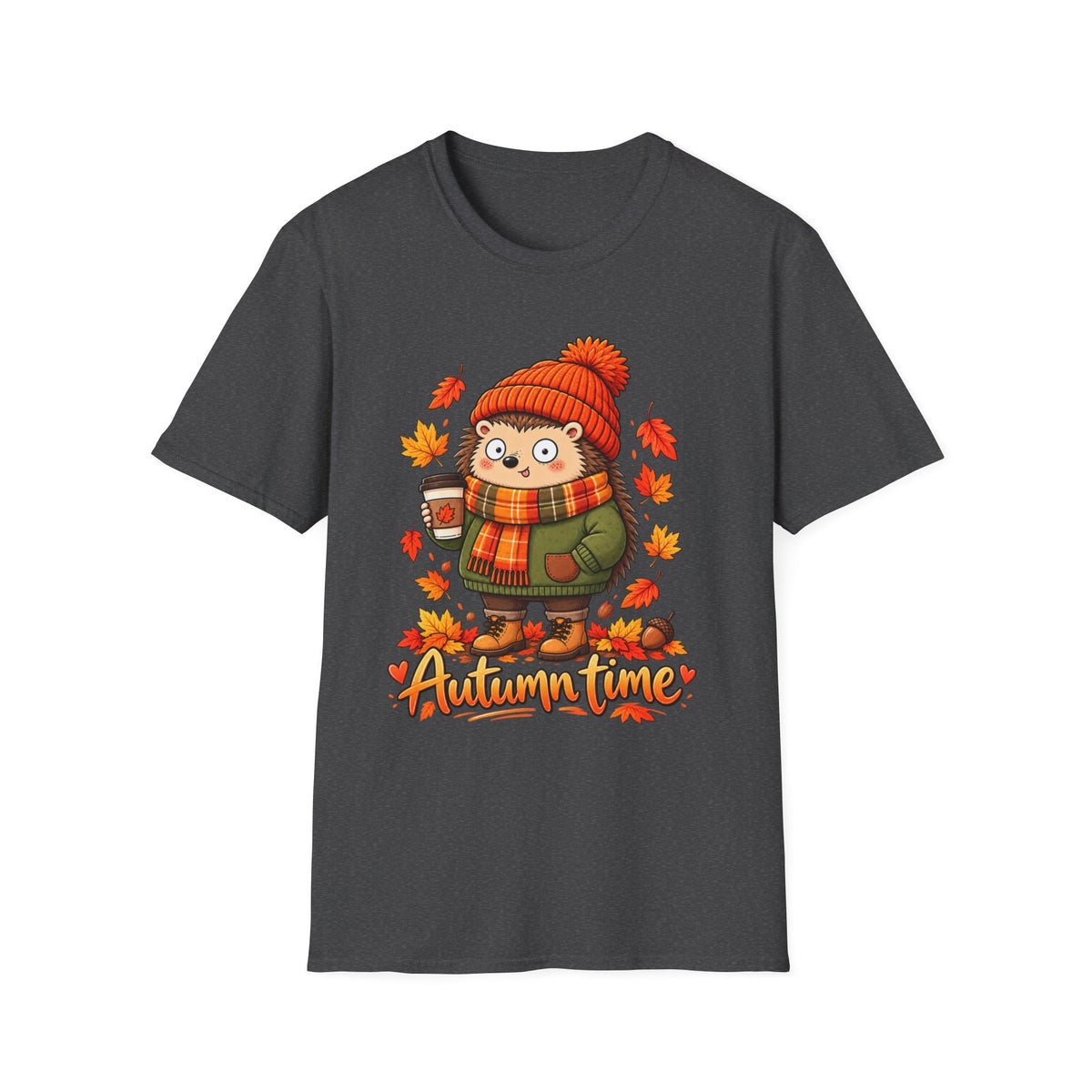 Autumn Time Hedgehog T-Shirt | Cute Fall Graphic Tee | Cozy Autumn Shirt