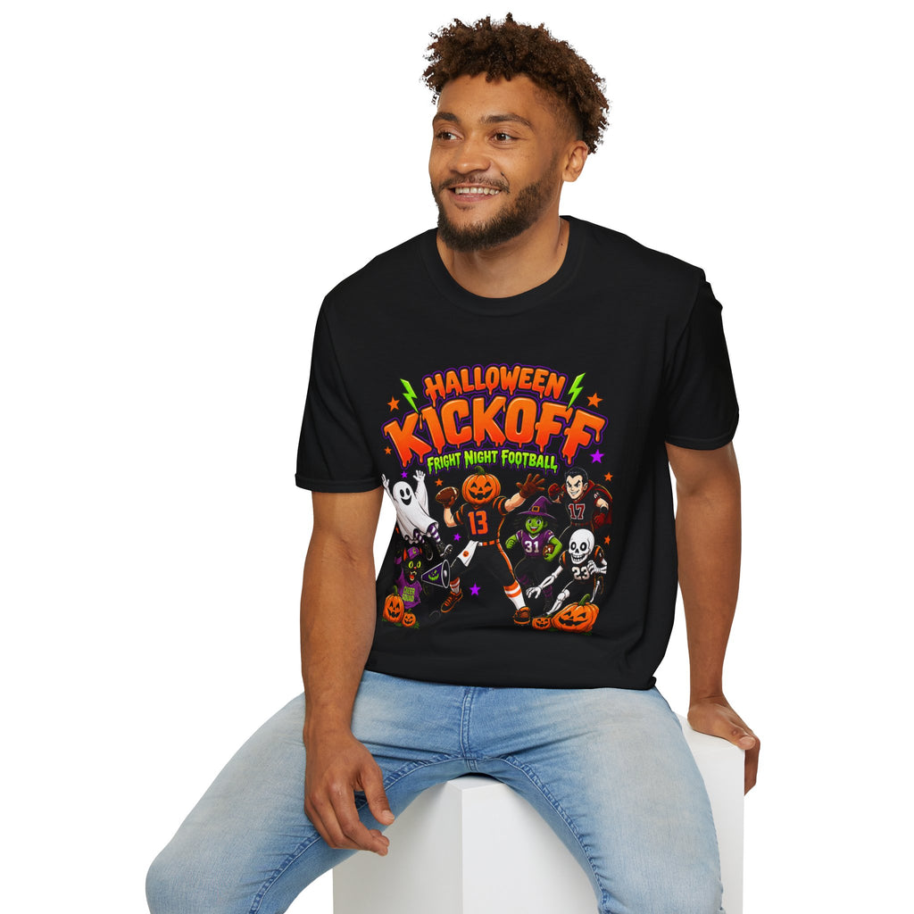 Sunday Football Halloween Shirt, Pumpkin Football Game Day Tee, Spooky Season Unisex T-Shirt