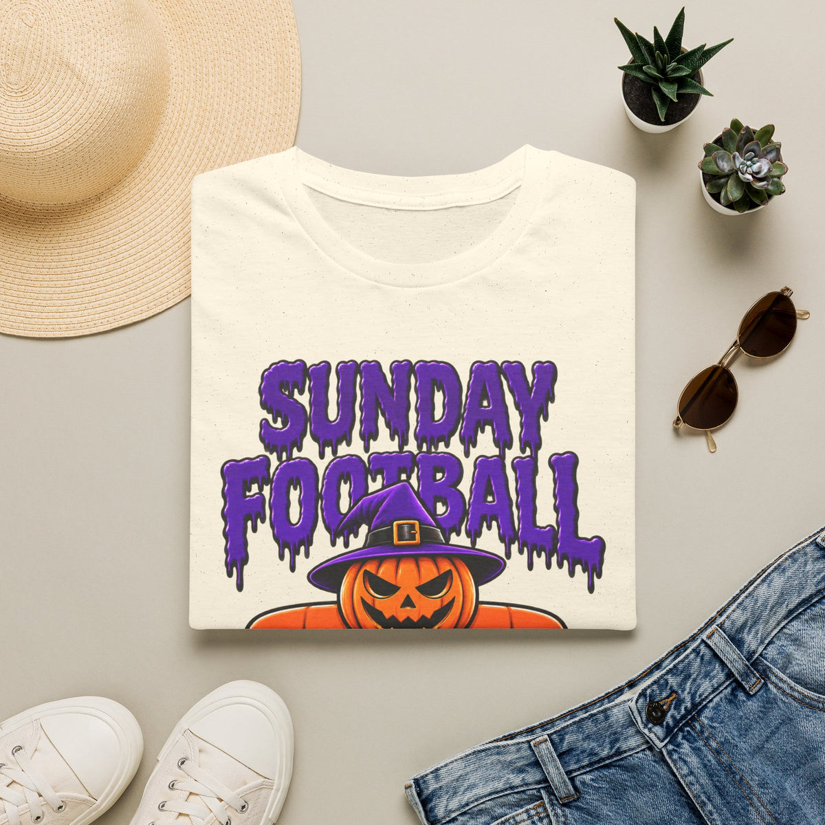 Sunday Football Halloween Shirt | Pumpkin Football T-Shirt | Spooky Game Day Tee