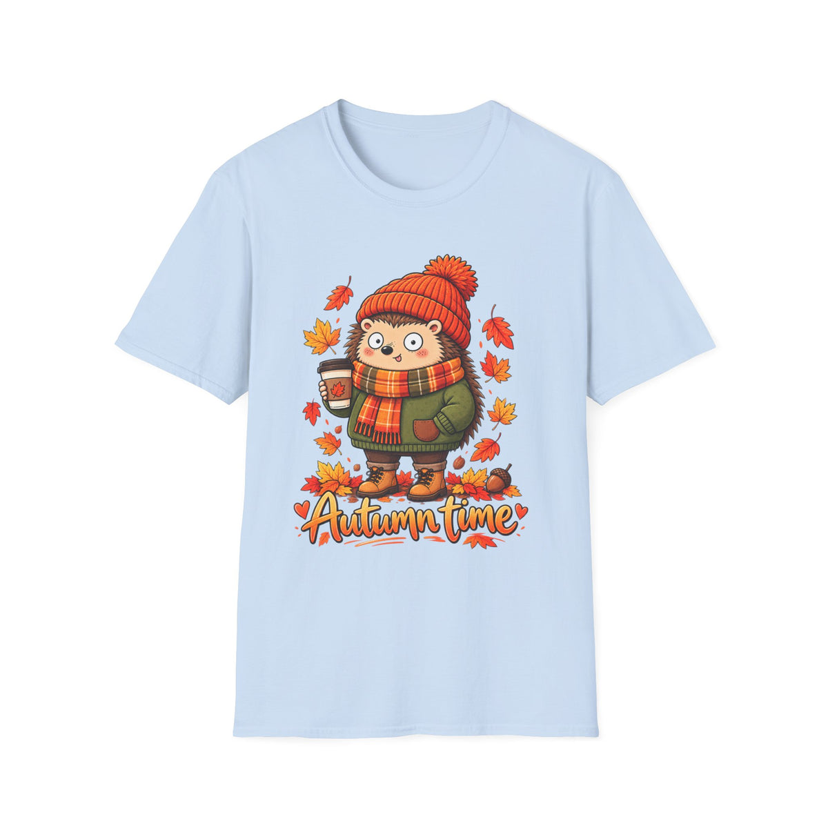 Autumn Time Hedgehog T-Shirt | Cute Fall Graphic Tee | Cozy Autumn Shirt