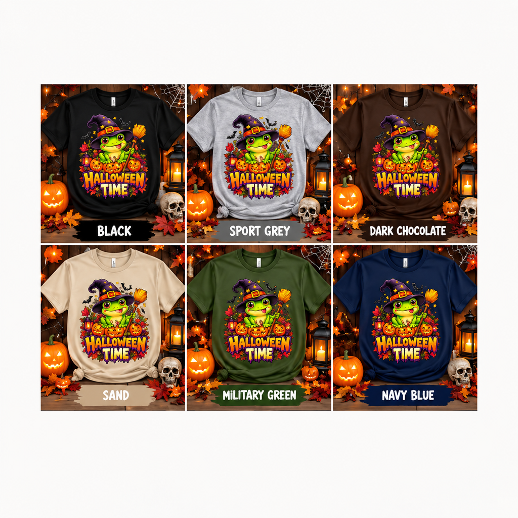Halloween Frog T-Shirt | Cute Witch Frog Halloween Tee | Halloween Time Shirt