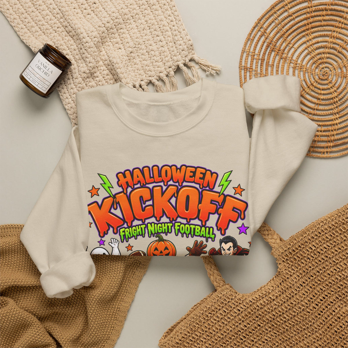 Halloween Kickoff Football Sweatshirt | Fright Night Football Crewneck | Spooky Game Day Sweatshirt