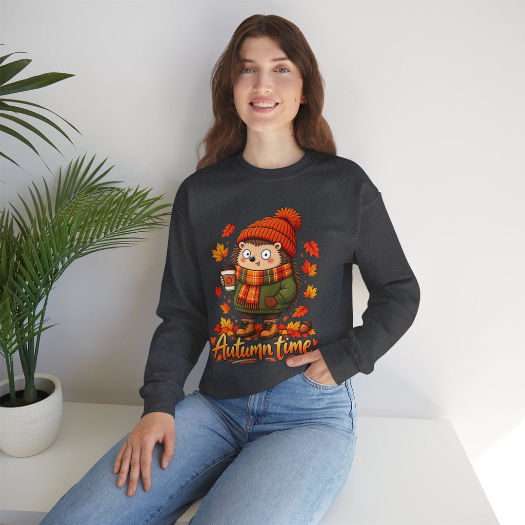 Autumn Time Hedgehog Sweatshirt | Cute Fall Crewneck | Cozy Autumn Sweater