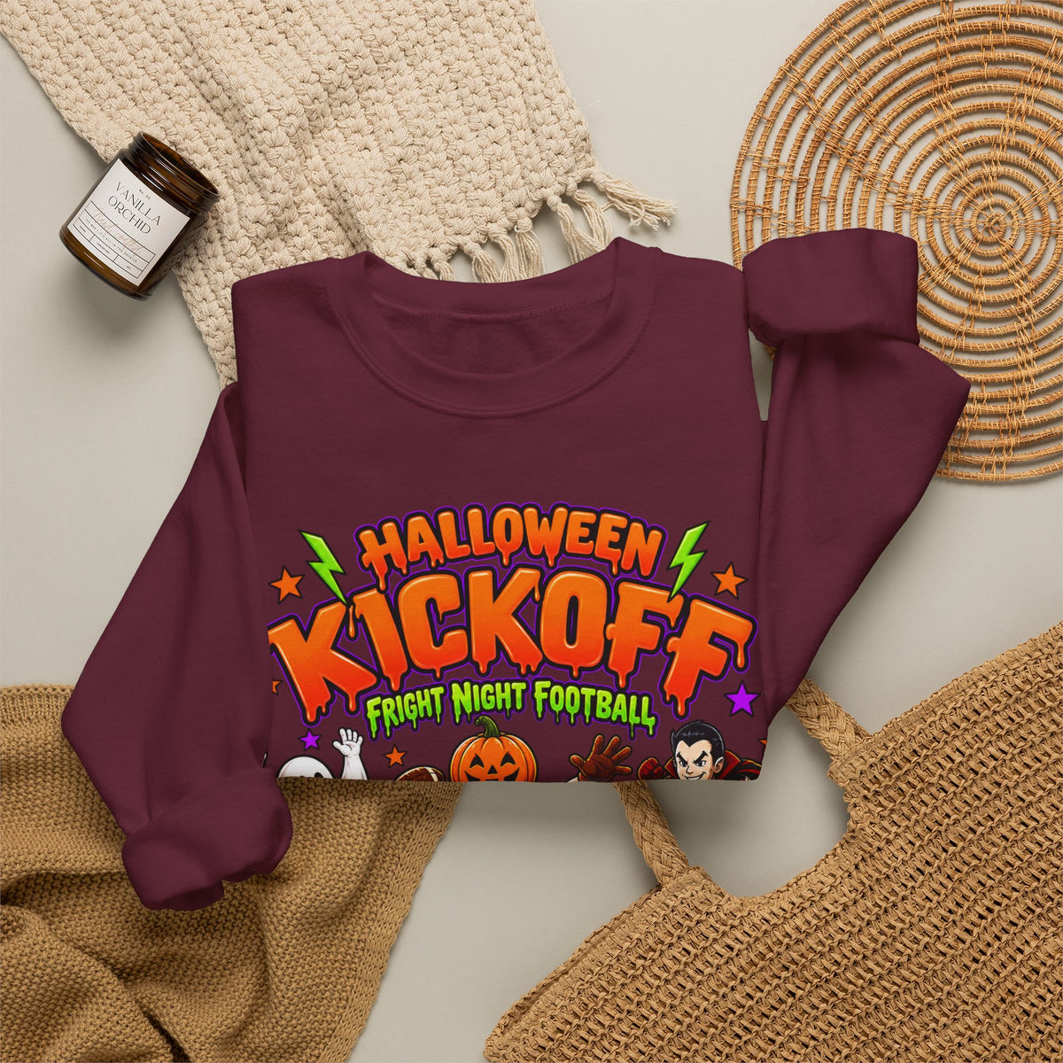 Halloween Kickoff Football Sweatshirt | Fright Night Football Crewneck | Spooky Game Day Sweatshirt