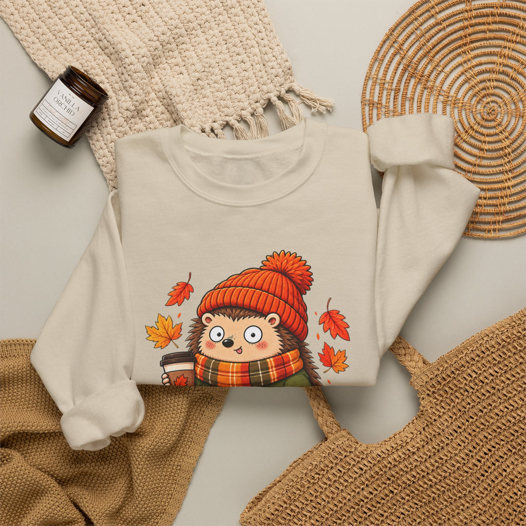 Autumn Time Hedgehog Sweatshirt | Cute Fall Crewneck | Cozy Autumn Sweater