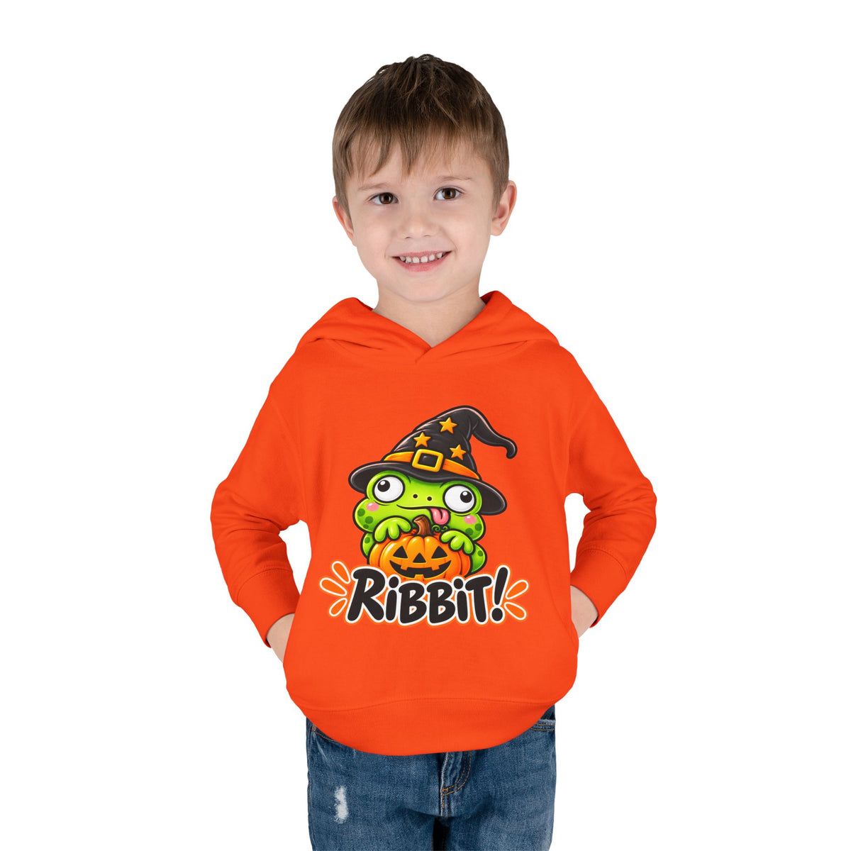 Kids Halloween Frog Hoodie | Trick or Ribbit Witch Frog Pullover