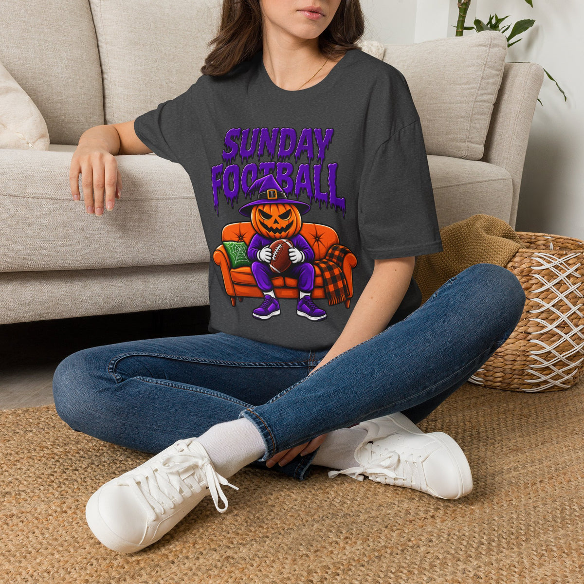 Sunday Football Halloween Shirt | Pumpkin Football T-Shirt | Spooky Game Day Tee