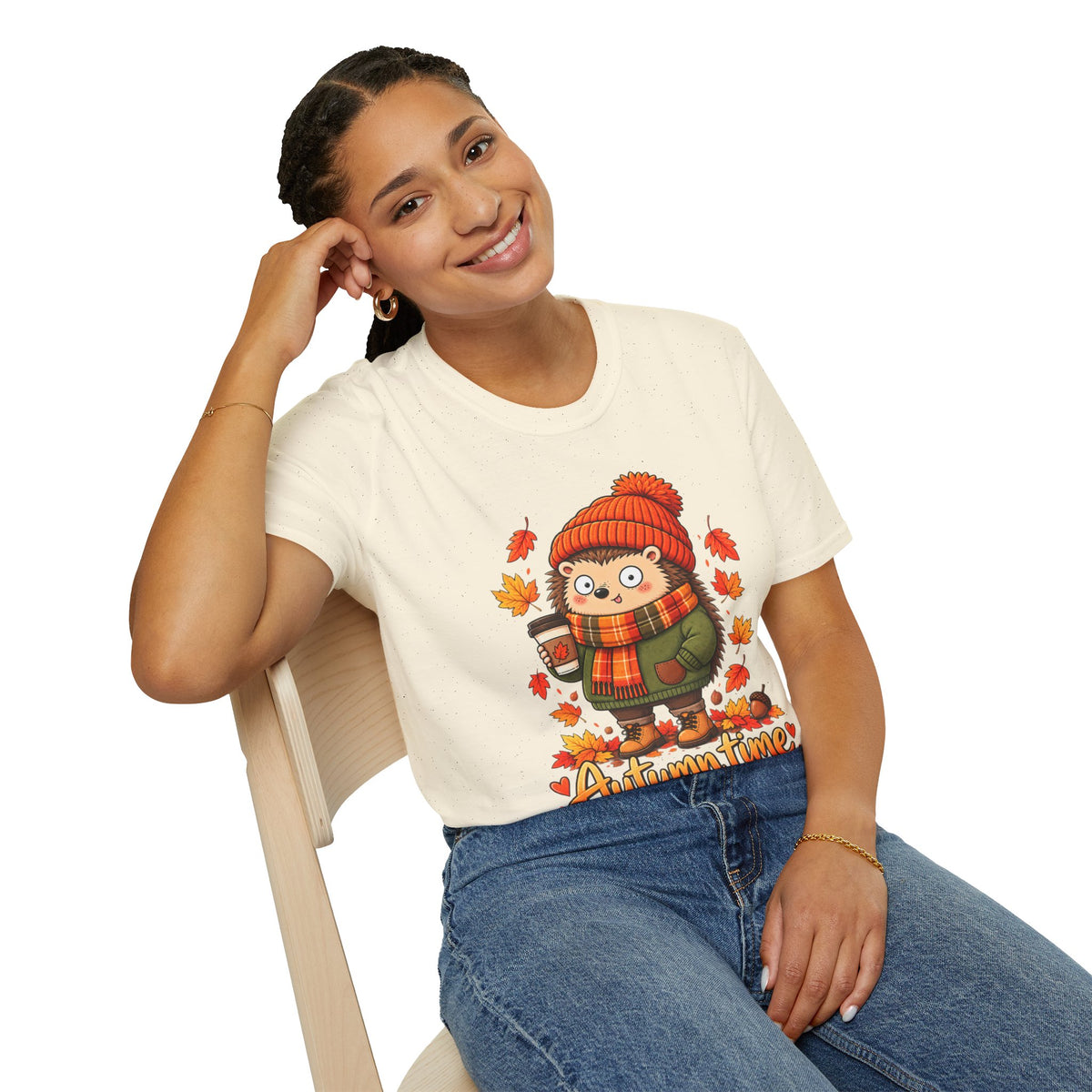 Autumn Time Hedgehog T-Shirt | Cute Fall Graphic Tee | Cozy Autumn Shirt