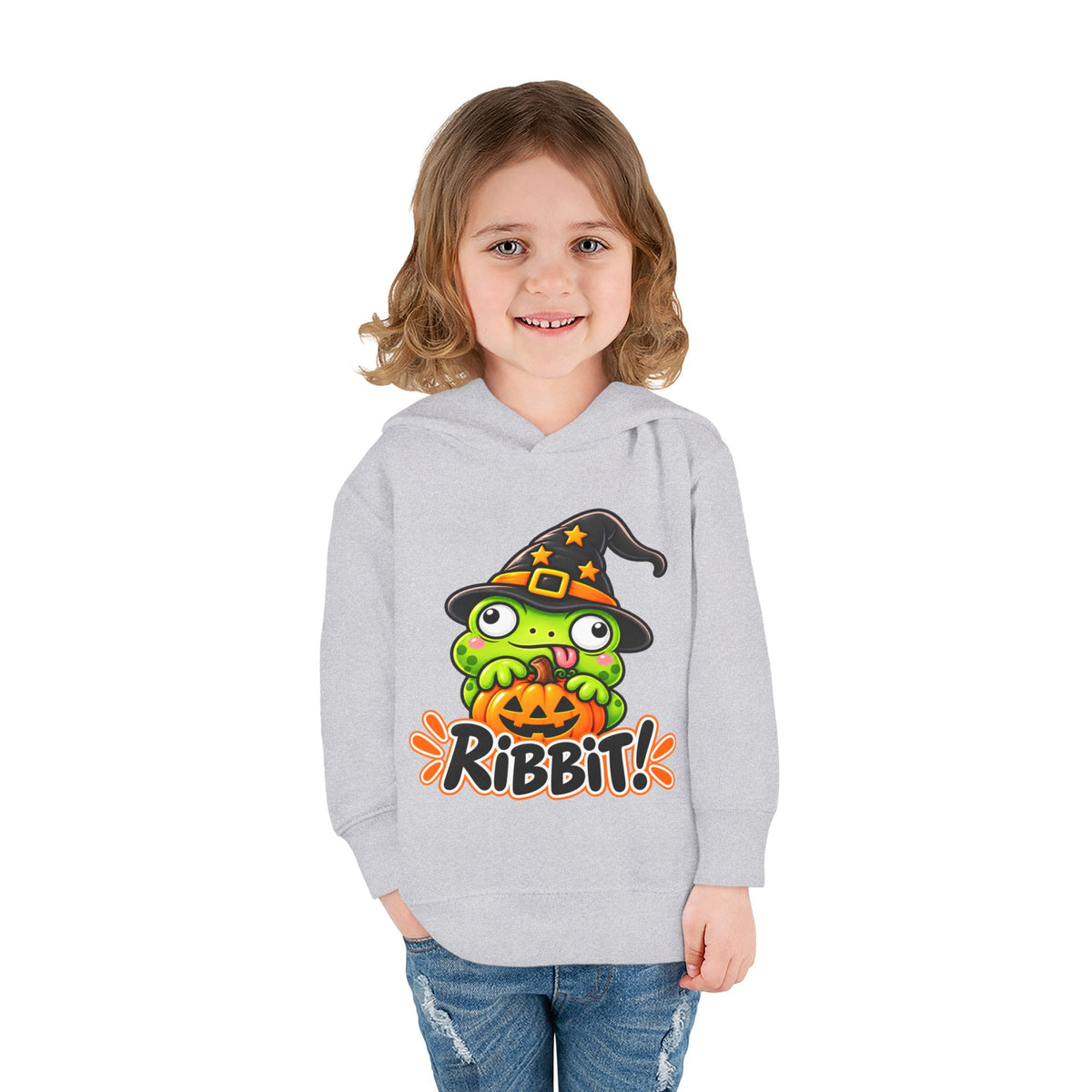 Kids Halloween Frog Hoodie | Trick or Ribbit Witch Frog Pullover