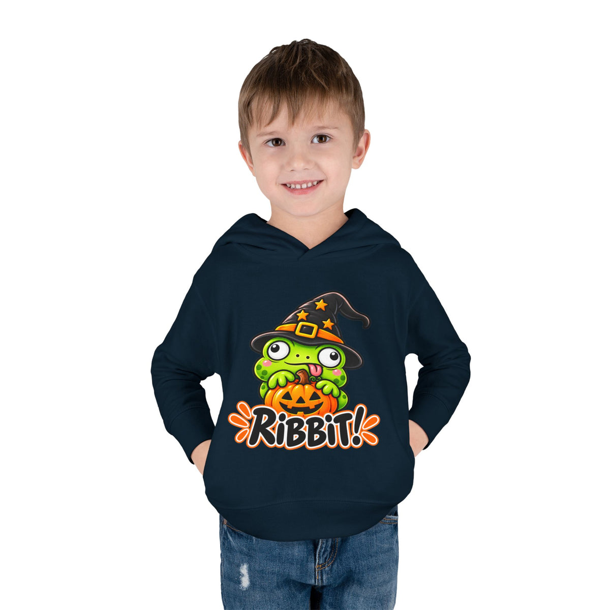 Kids Halloween Frog Hoodie | Trick or Ribbit Witch Frog Pullover