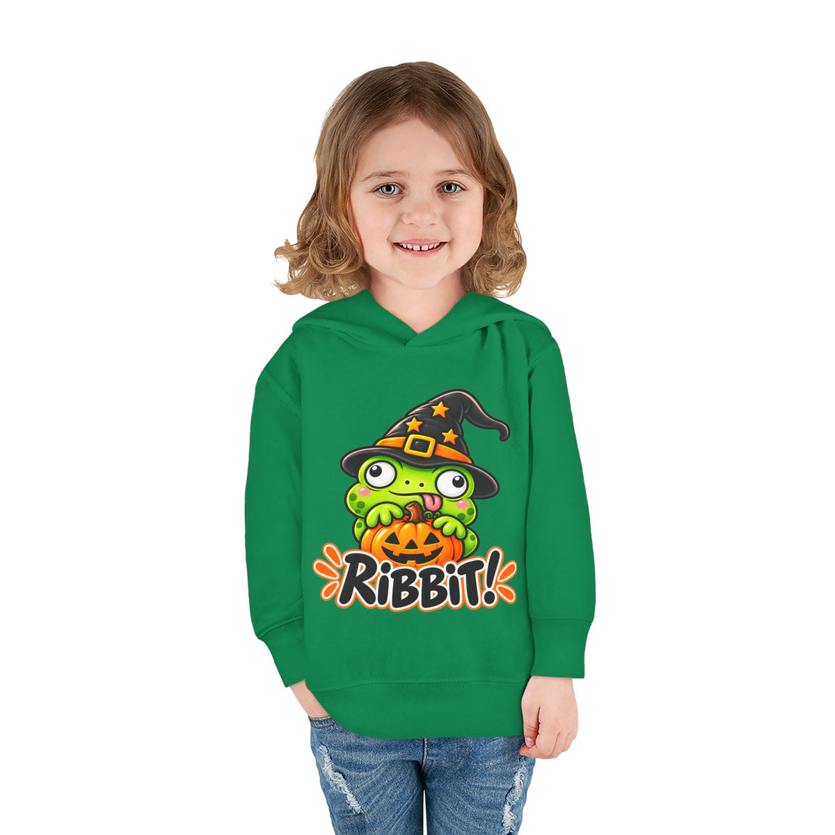 Kids Halloween Frog Hoodie | Trick or Ribbit Witch Frog Pullover