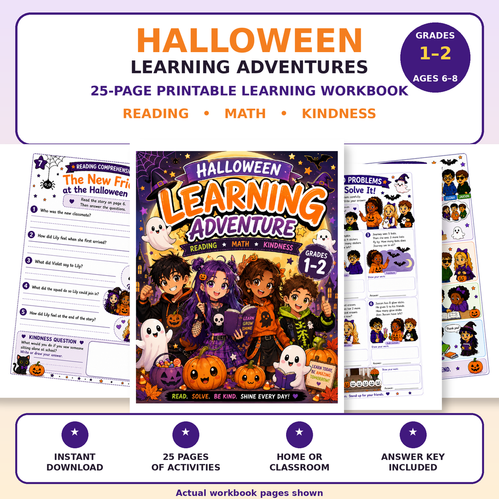 Halloween Learning Adventures: A Fun Learning Workbook for Grades 1–2