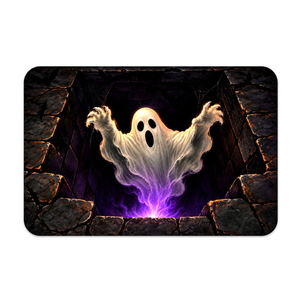 Halloween Ghost Doormat | Spooky Haunted House Floor Mat | Purple Ghost Halloween Decor