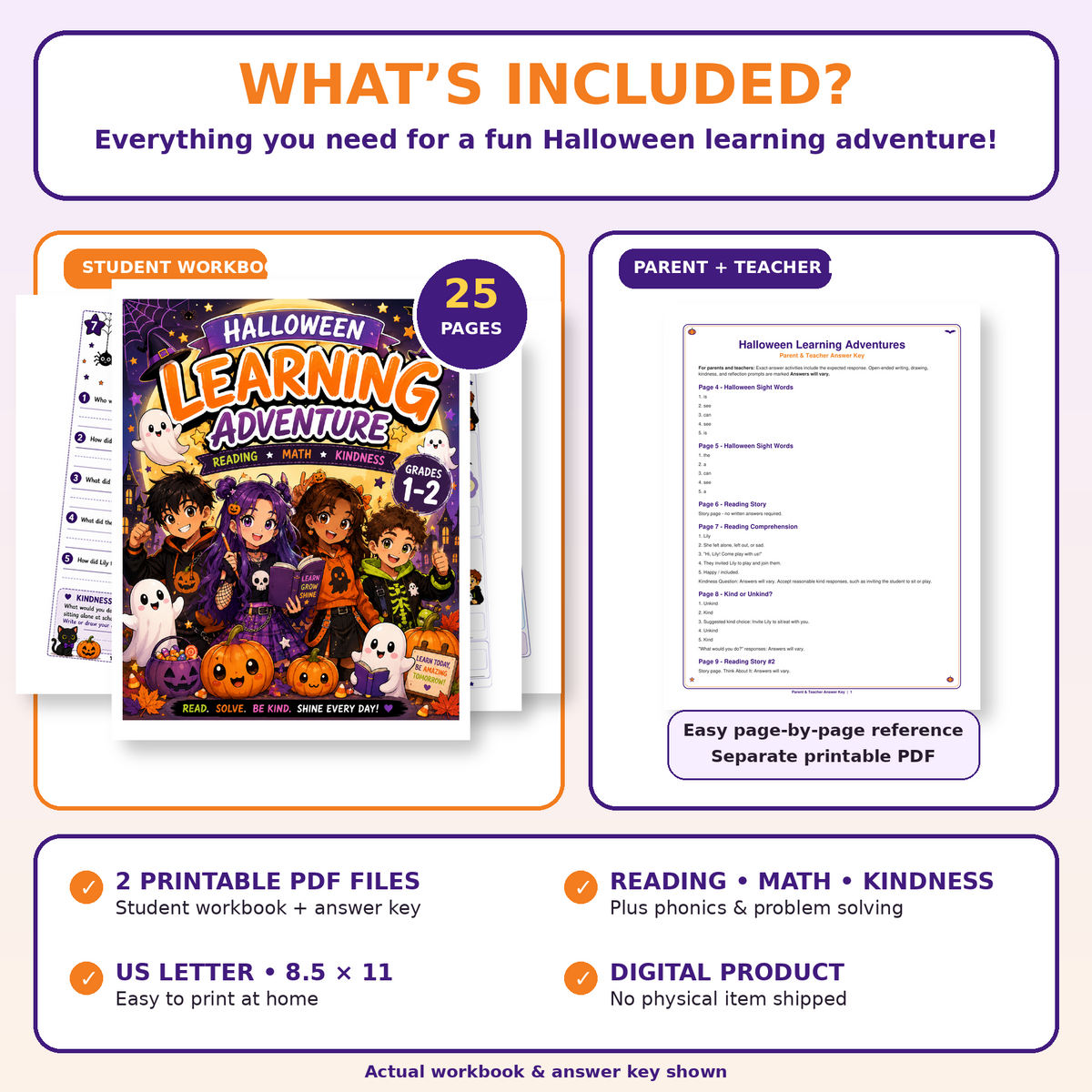 Halloween Learning Adventures: A Fun Learning Workbook for Grades 1–2